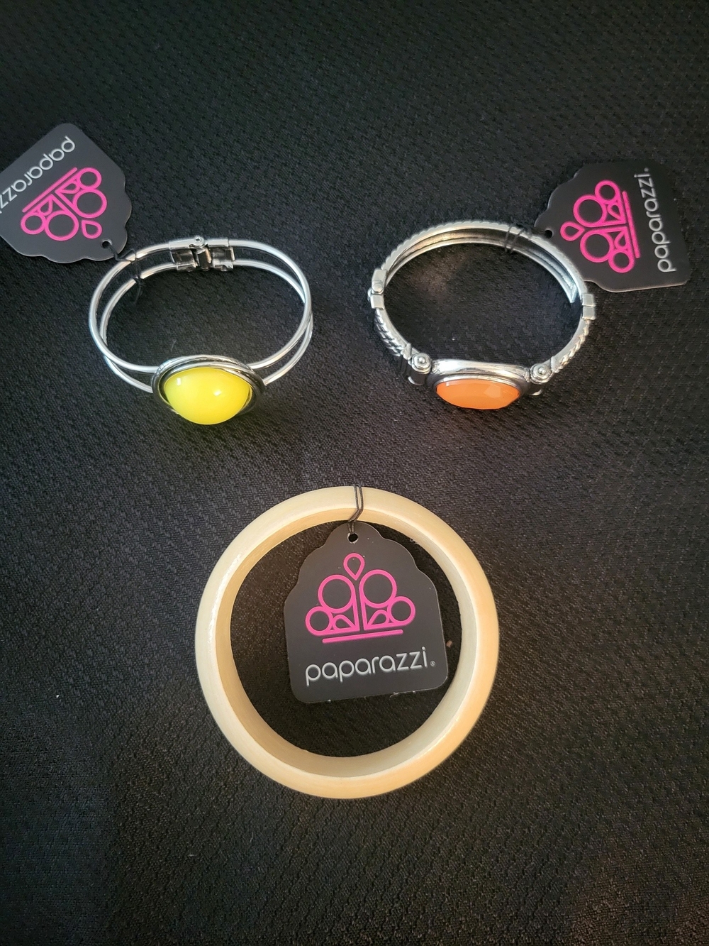 paparazzi Yellow and Orange Stone Bracelet Set with Cream Bangle